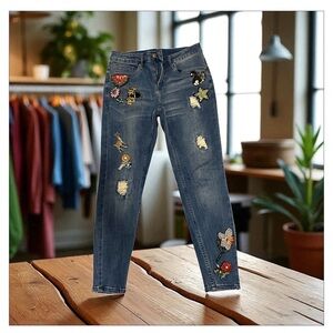 Embellished Denim Skinny Jeans for Women